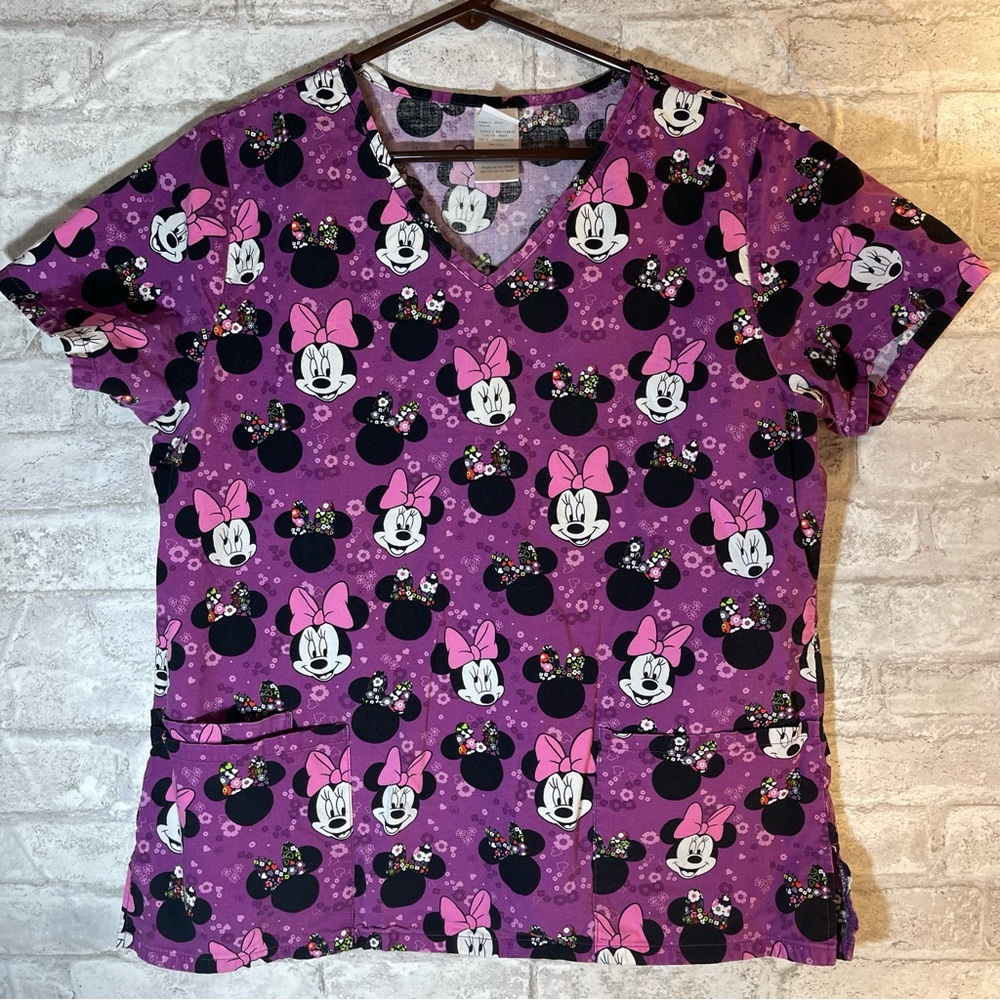 Disney Minnie Mouse Purple Scrub Top Size Medium